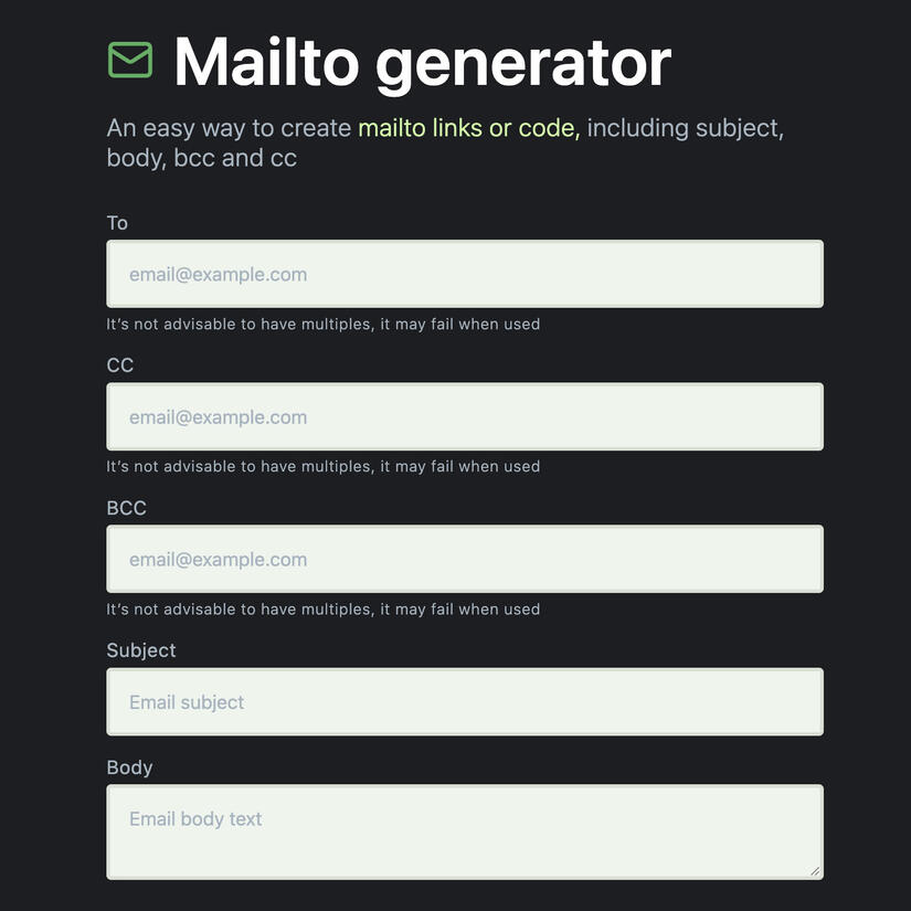 Mailto generator